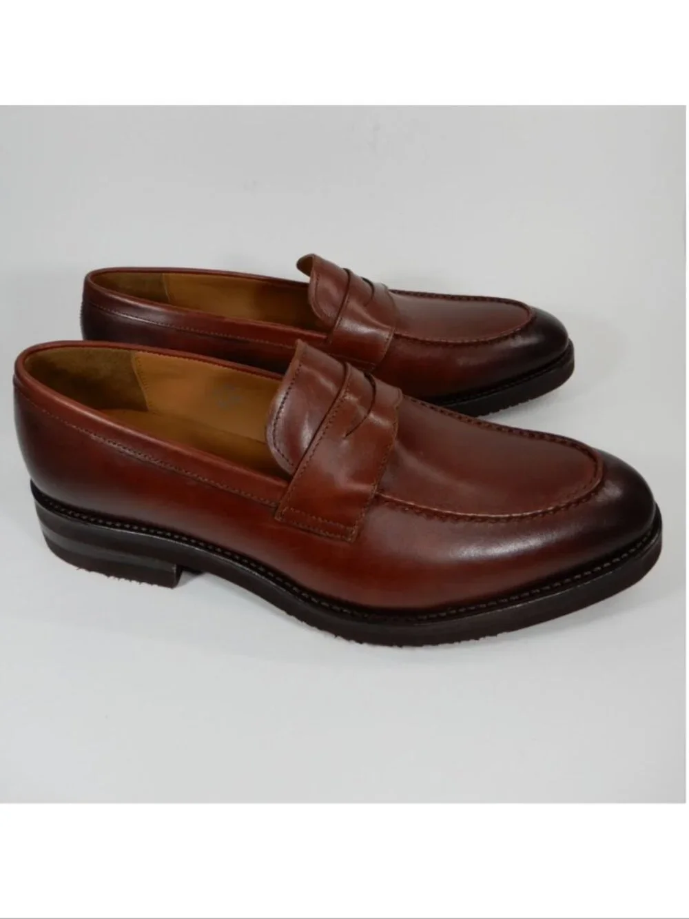ALLEN EDMONDS Damon Penny Loafers Shoes Men's Size 10 D Chili Brown Leather NEW